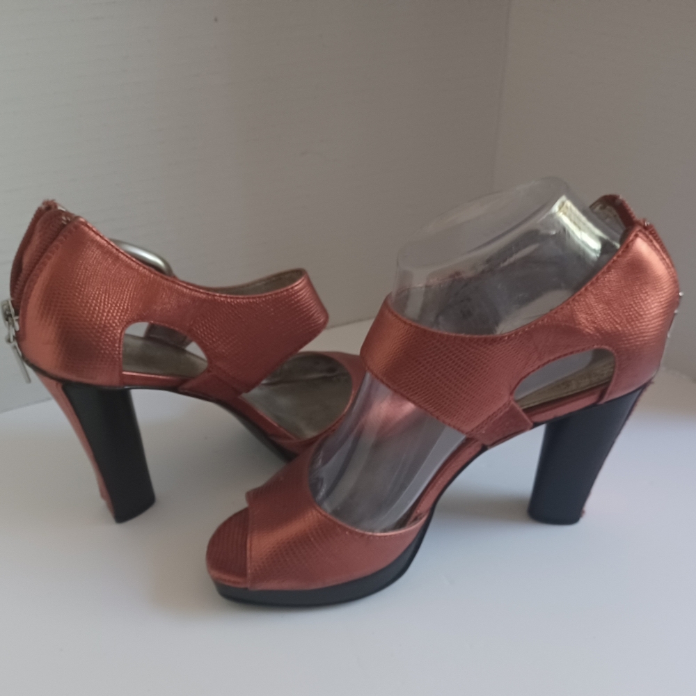 Calvin Klein Leather Lizard Embossed Melissa Metallic Mary Jane Buckle Zip 7